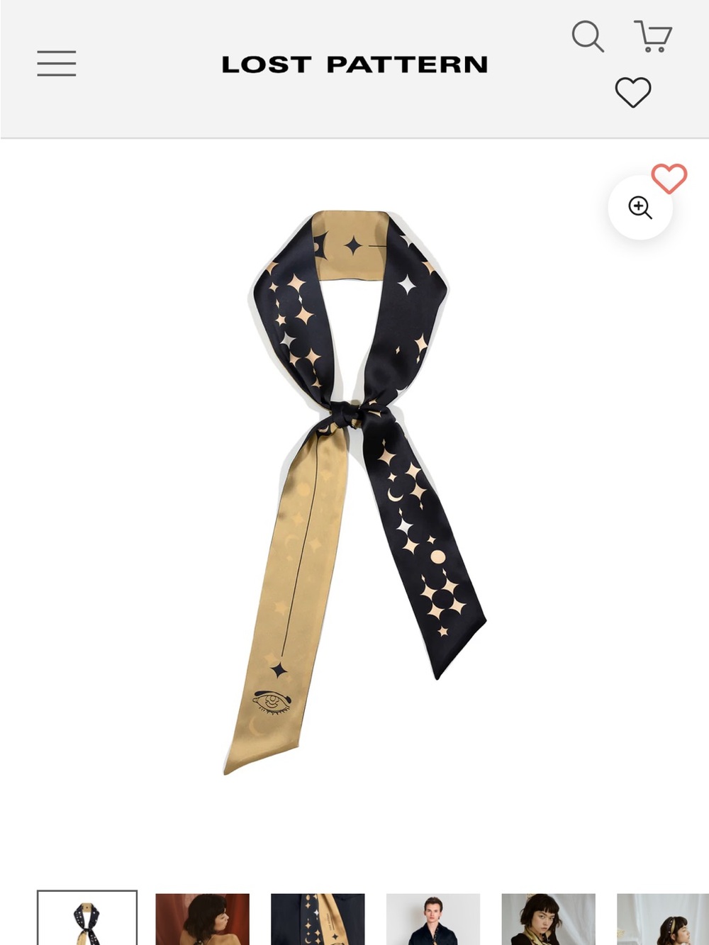 Lost Pattern Moonlight Stars Silky Gold & Black Graphic Scarf - Picture 8 of 14